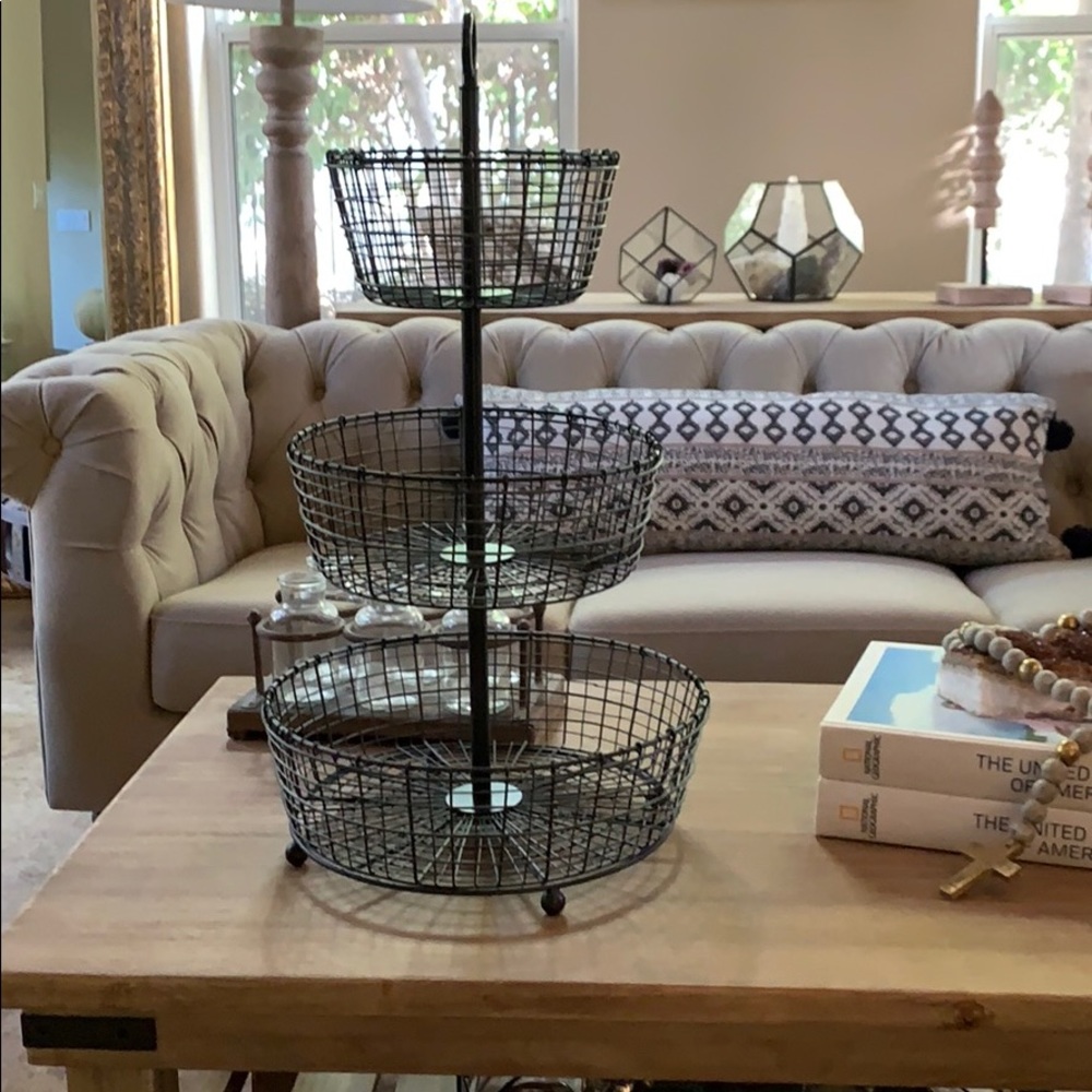 Crate and barrel Bendt 3-Tier Iron Fruit Basket